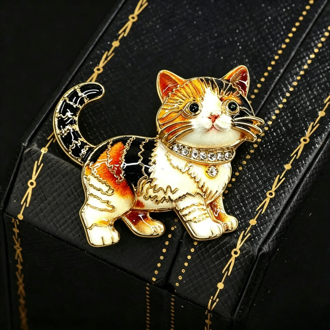 Baroque Luxury Cartoon Cat Animal Design Brooches for Men and Women, Jewelry, Fashion Accessories, Wedding, Holiday, Party Gifts