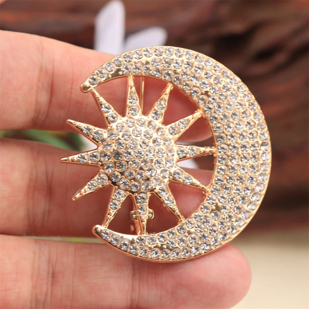 Baroque Luxury Beautiful Moon Star Design Men's Women's Brooch Pins，Jewelry Accessories, WeddingHolidayPartyCouple Surprise Gift