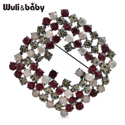 Wuli&baby Shining Geometric Brooches 4-color High Quality Rhinestone Rhombus Elegant Office Party Brooch Pins Gifts