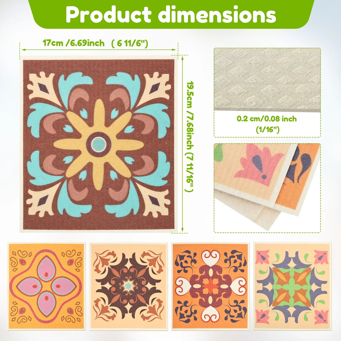 Dish Towels Kitchen Cellulose Cotton Cleaning Cloths Absorbent Swedish Rags Soft Reusable Wet Dry Household Dishcloths