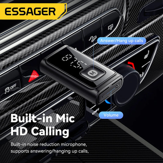 Essager Wireless Bluetooth 5.4 Car Adapter FM Transmitter Adapter Auto Connection Audio Receiver Auto Stereo Mic Car Adapter
