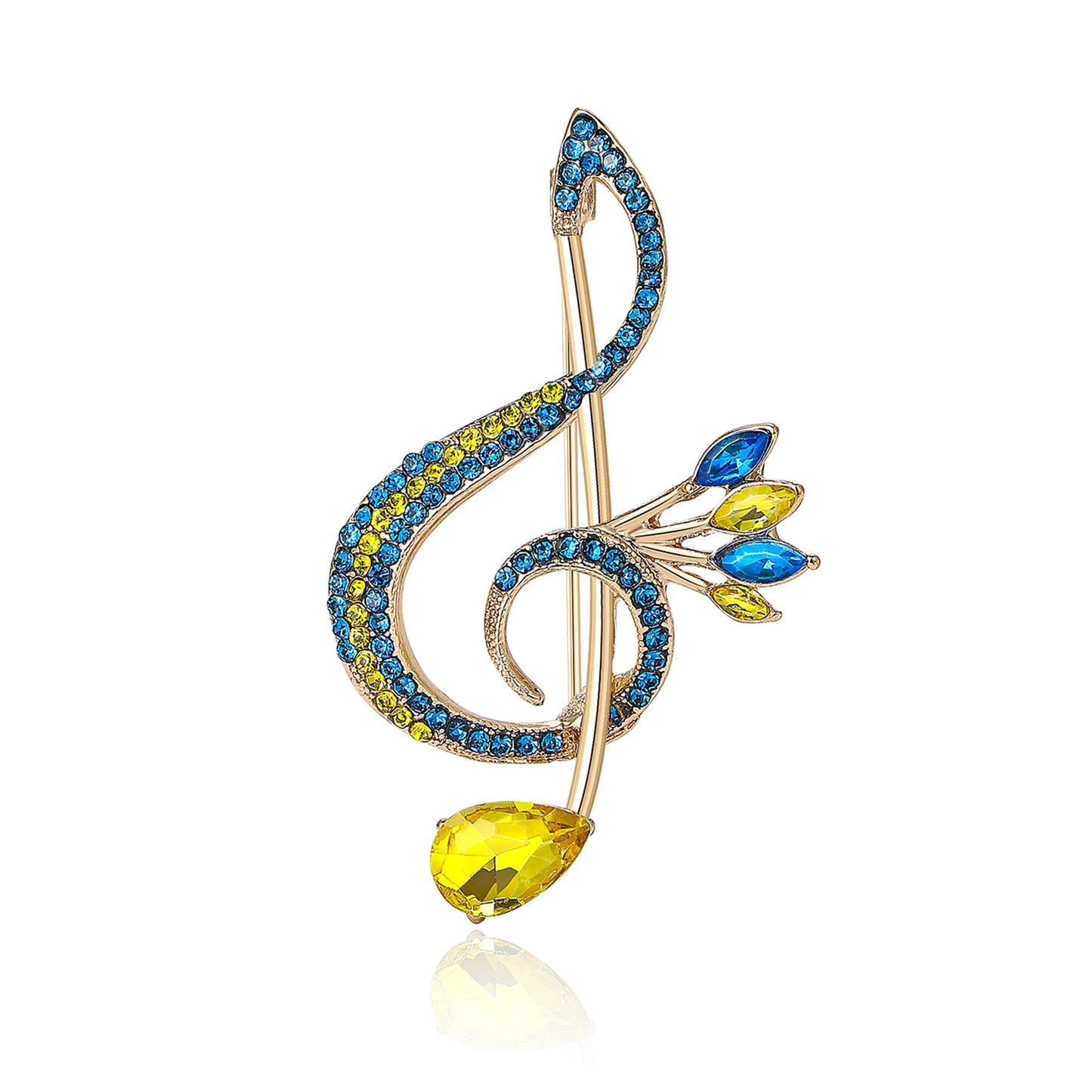 Beaut&Berry Luxury Rhinestone Music Note Brooches for Women Unisex Glamour Pins Casual Party Accessories New Year Gifts Friends