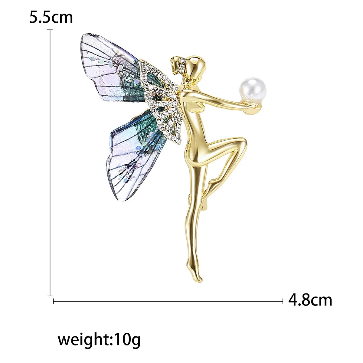 Rhinestone Ballerina Brooches for Women Acrylic Elf Pins Pearl Girls Accessories Office Party Friend Gifts