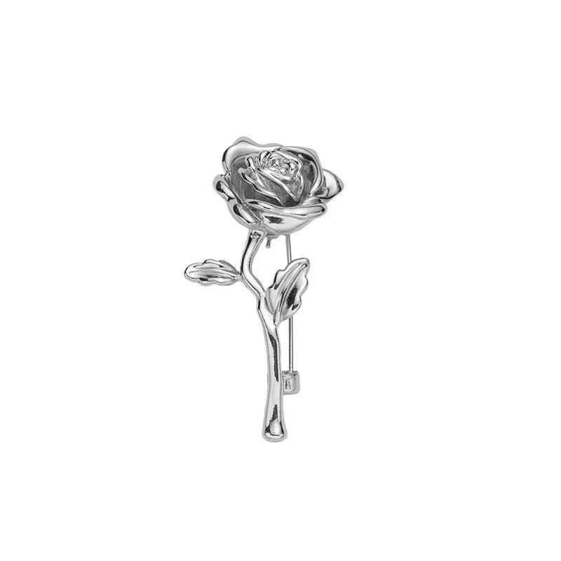 Luxury High-End Gold-Tone Rose Flower Brooch Pin For Women & Men - Elegant Suit Coat Badge Fashion Jewelry Lapel Accessory^