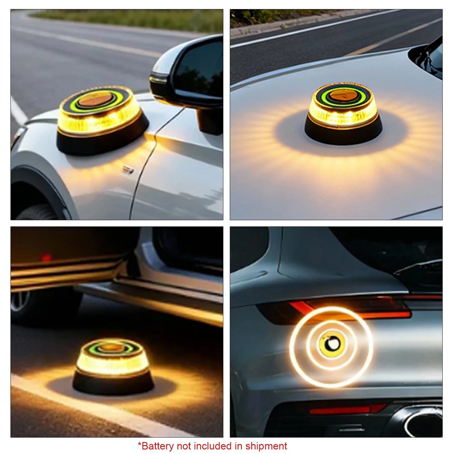 Universal V16 Car Warning Light LED Flashlight Emergency Light Yellow Light Traffic Strong Magnetic Induction for Vehicles