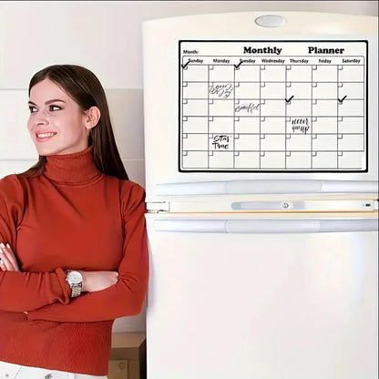 Stylish Magnetic Dry Erase Calendar - Versatile Monthly Planner for Refrigerator - Easy Kitchen Organization & Decor
