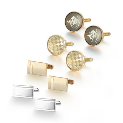 4 Pair Cufflinks For Mens With Gift Box Man Shirt Cufflinks Wedding Guests Gifts Men Gift For Husband Business Tie Clip T0204022