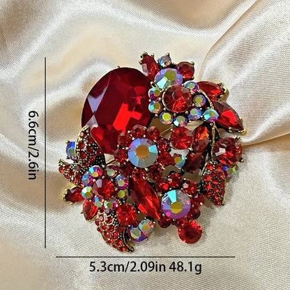 Women Style Stylish Flower Rhinestone Alloy Brooch Jacket Coat Jewelry