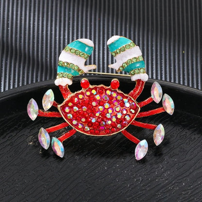 Enamel Rhinestone Crab Brooches For Women Unisex Animal Pins Multi-color Available Casual Party Accessories Gifts