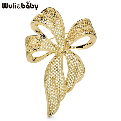 Wuli&baby Alloy Bowknot Brooches For Women Unisex 3-color Beautiful Simple Design Party Office Brooch Pins Gifts