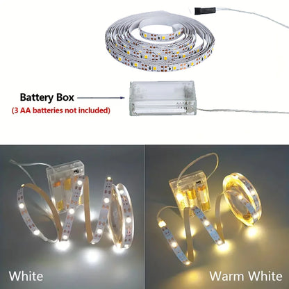 LED Strip Light 16.4FT 3AA Battery Power Flexible LED Light Strip DIY Home Decoration For TV Backdrop Bedroom Kitchen Lighting