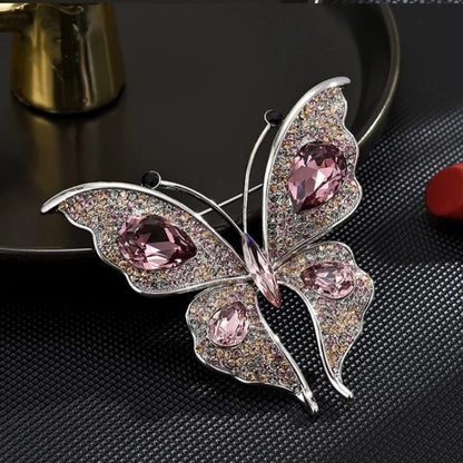 Fashion Rhinestone Butterfly Brooches for Women Unisex 2-Colors Insect Lapel Pins Banquet Party Gifts Jewelry Accessories