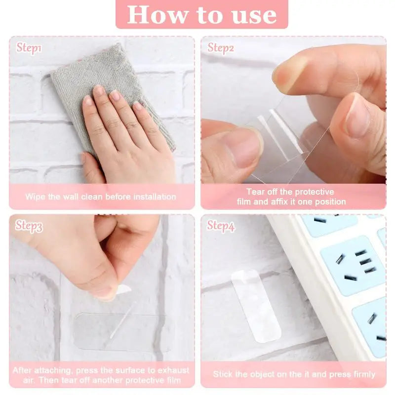 10pcs Double Sided Adhesive Tape Nano Reusable Super Strong Transparent Wall Stickers WaterProof Widely Used Wall Mount Sticker