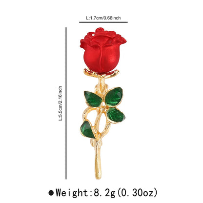 3PCS Red Rose Brooches For Women Elegant Flower Enamel Lapel Pin Fashion Design Valentine'S Day Gift