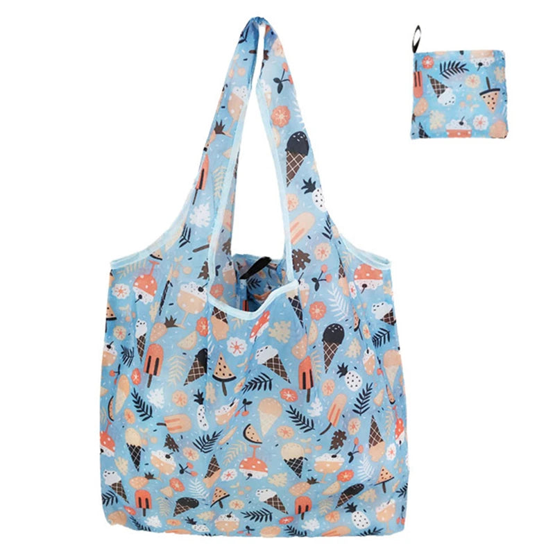 Shopping Bags Fashion Portable Various Prints and Large Capacity Convenient Nylon Easy to Fold Package Travel Essential
