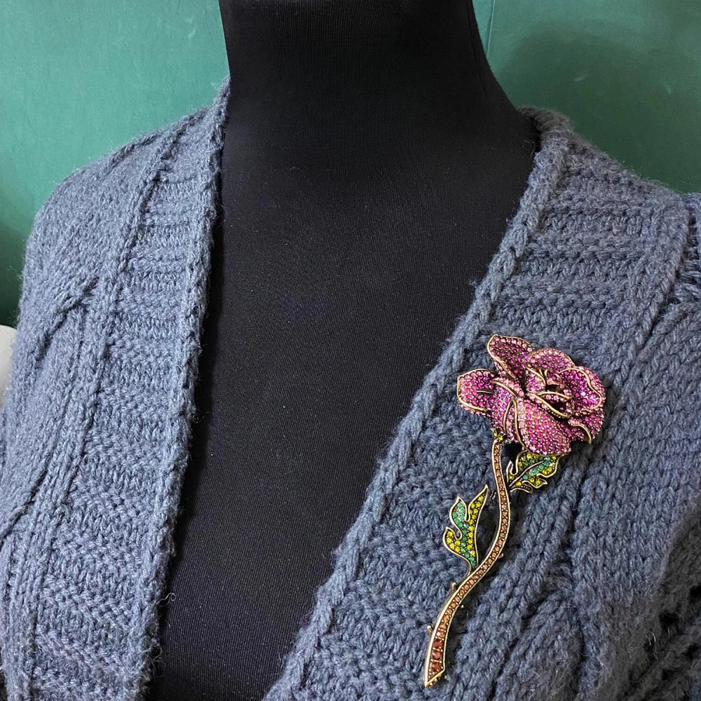 Baroque Luxury Beautiful Roses Sunflower Design Men's Women's Brooch Pins，Jewelry Accessories, Wedding Holiday Party Favors