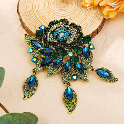 Baroque Luxury Beautiful Roses Sunflower Design Men's Women's Brooch Pins，Jewelry Accessories, Wedding Holiday Party Favors