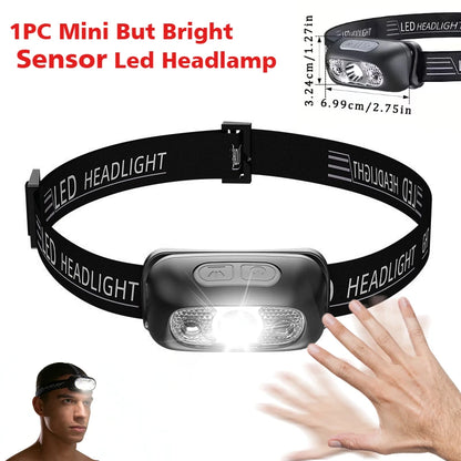 Rechargeable Fishing LED Headlamp With Sensors and Battery Indicator Super Bright Camping Light Using XPG+COB Lamp Beads