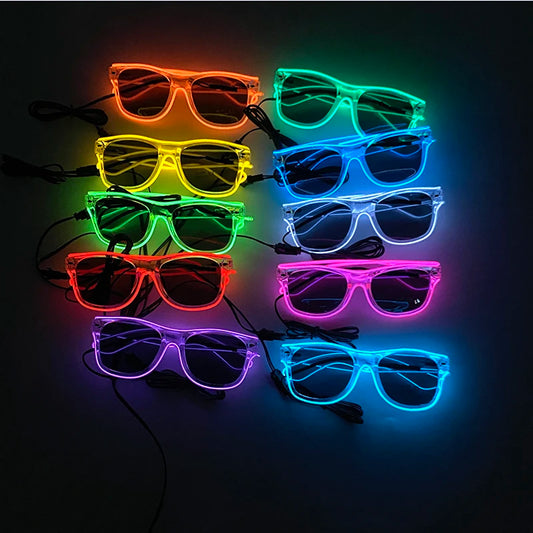 Light Up Led Glasses Neon Party Luminous Glasses EL Wire Glowing Sunglasses Novelty Gift for Adult Glow Bright Light Supplies