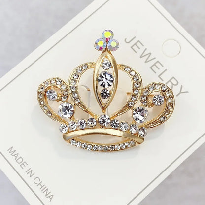 Fashion Crown Brooch For Women Vintage Zircon Crystal Luxurious Jewelry Girl Princess Gift