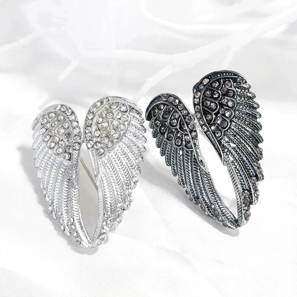 Dark Wing Brooch Personalized Suit Angel Wings Accessory Men's Fashion High-end Inlaid Rhinestones Brooch Chest Flower Jewelry