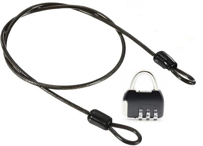 Security Steel Cable with 3 Digit Combination Lock Travel Padlock 1M Coated Safety Wire Rope Double Loop for Luggage Suitcase