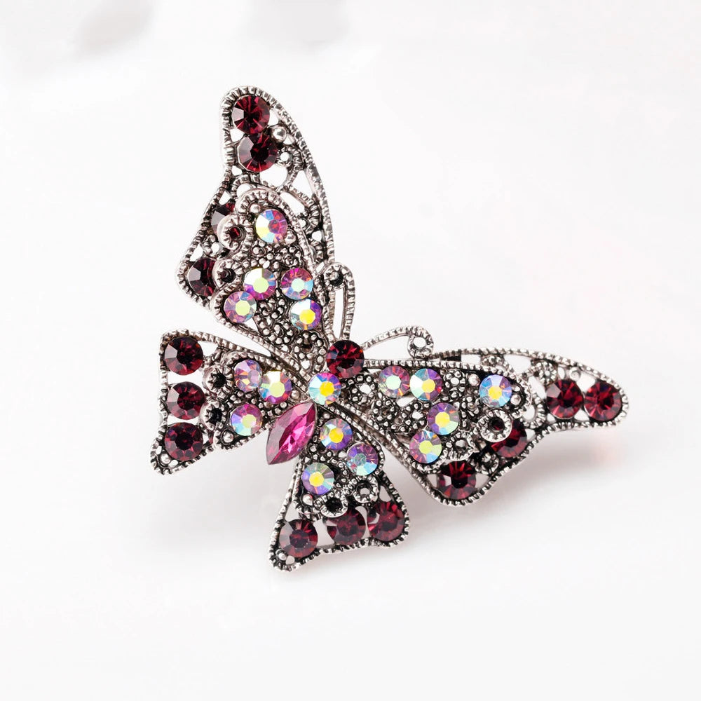 Rhinestone Butterfly Brooch Pins Trendy Alloy Enamel Metal Lapel Pin Glittering Multi-Color Optional For Women Small Gift Access