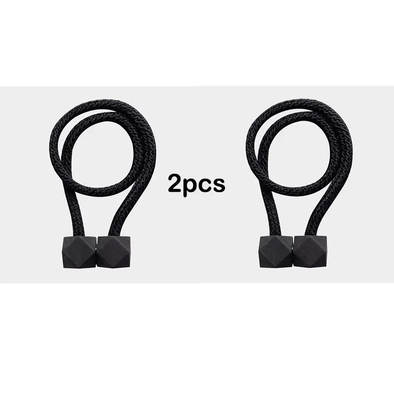 2pcs Curtain Tiebacks with Strong Magnet Thick Rope Design Bedroom Living Room Kitchen Durable Plastic Home Decor Accessory