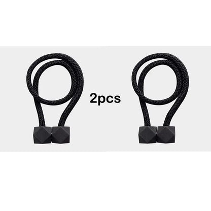 2pcs Curtain Tiebacks with Strong Magnet Thick Rope Design Bedroom Living Room Kitchen Durable Plastic Home Decor Accessory
