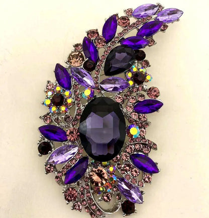 Luxury Full Crystal Exaggerated Broocch Badges For Women Men Elegant Rhinestone Waterdrop Pin  Lady Clothing Coat Corsages