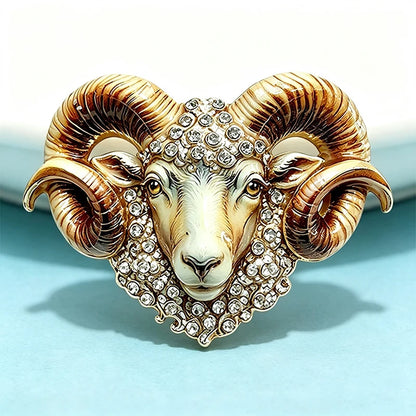 Wuli&baby Strong Goat Brooches For Women Men 2-color Enamel Rhinestone Year Of the Goat Animal Party Brooch Pins New Year Gifts