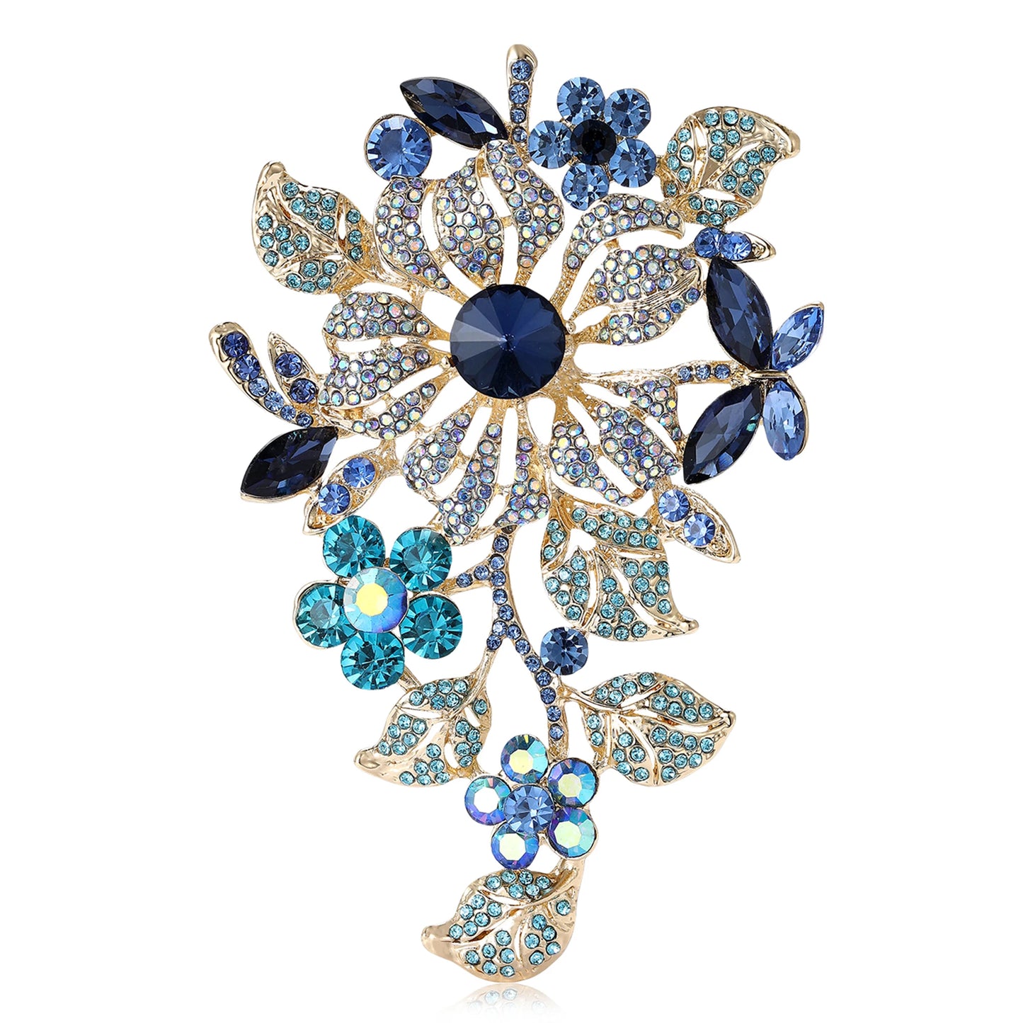 Beaut&Berry Luxury Crystal Glass Flower Brooches for Women Rhinestone Pins Friends Party Gifts Banquet Jewellery Accessories