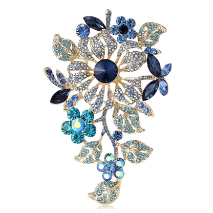 Beaut&Berry Luxury Crystal Glass Flower Brooches for Women Rhinestone Pins Friends Party Gifts Banquet Jewellery Accessories