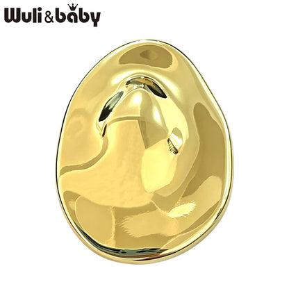 Wuli&baby Stainless Steel Oval Brooches For Women Men 2-color Geometric Round Office Casual Brooch Pins Gifts