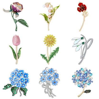 Fashion Enamel Flower Brooches for Women Unisex Plant Pins Office Casual Party Friend New Gifts Jewelry Accessories Decoration