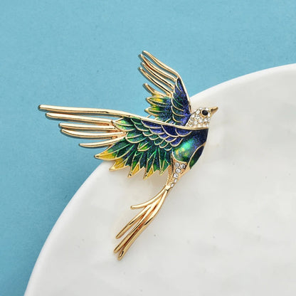Wuli&baby Flying Bird Brooches For Women Unisex 2-color Enamel Lovely Animal Party Casual Brooch Pin Gifts