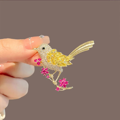 Colorful Rhinestone Auspicious Magpie Bird Brooches for Women Good Luck Badges Crystal Chinese Style Party Brooch Pins Gift