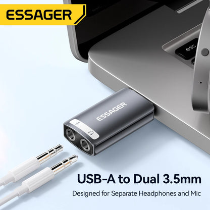 Essager USB Sound Card External 3.5mm USB Adapter Mic Headphone  Audio  Adapter Speaker Interface For Laptop Computer PS5 PS4