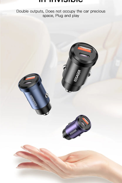 Essager USB C Car Charger 45W 5A Quick Charge 4.0 QC PD 3.0 SCP USB Type C Fast Charging For iPhone14 13 Huawei Samsung Xiaomi