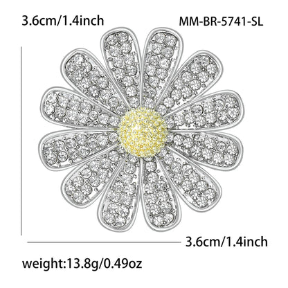 Beaut&Berry Luxury Rhinestone Chrysanthemum Brooches for Women Unisex Plant Pins Casual Party Jewelry Accessories Gifts