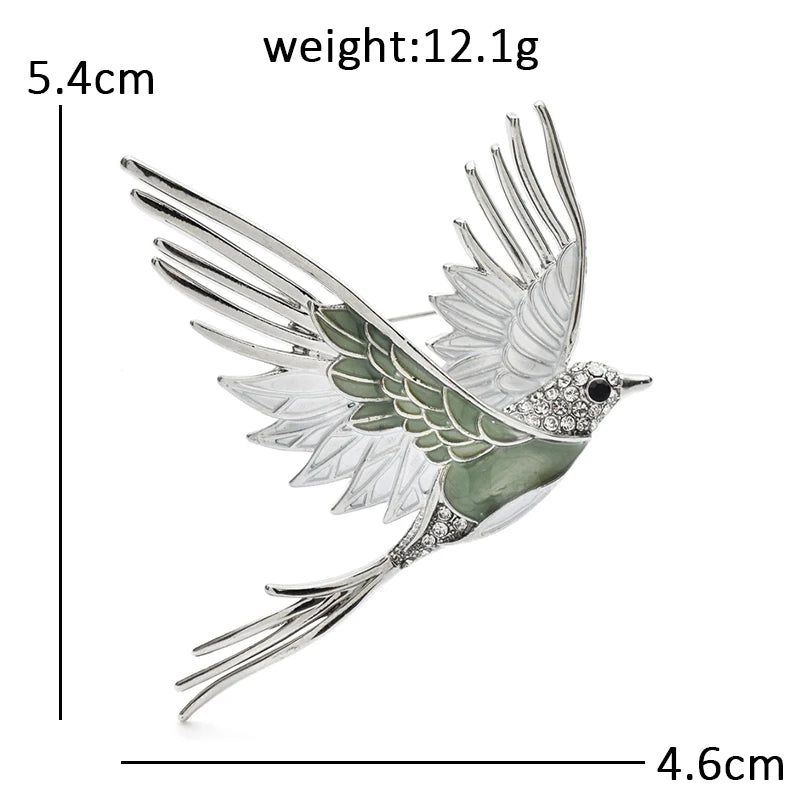 Wuli&baby Flying Bird Brooches For Women Unisex 2-color Enamel Lovely Animal Party Casual Brooch Pin Gifts