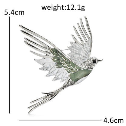 Wuli&baby Flying Bird Brooches For Women Unisex 2-color Enamel Lovely Animal Party Casual Brooch Pin Gifts