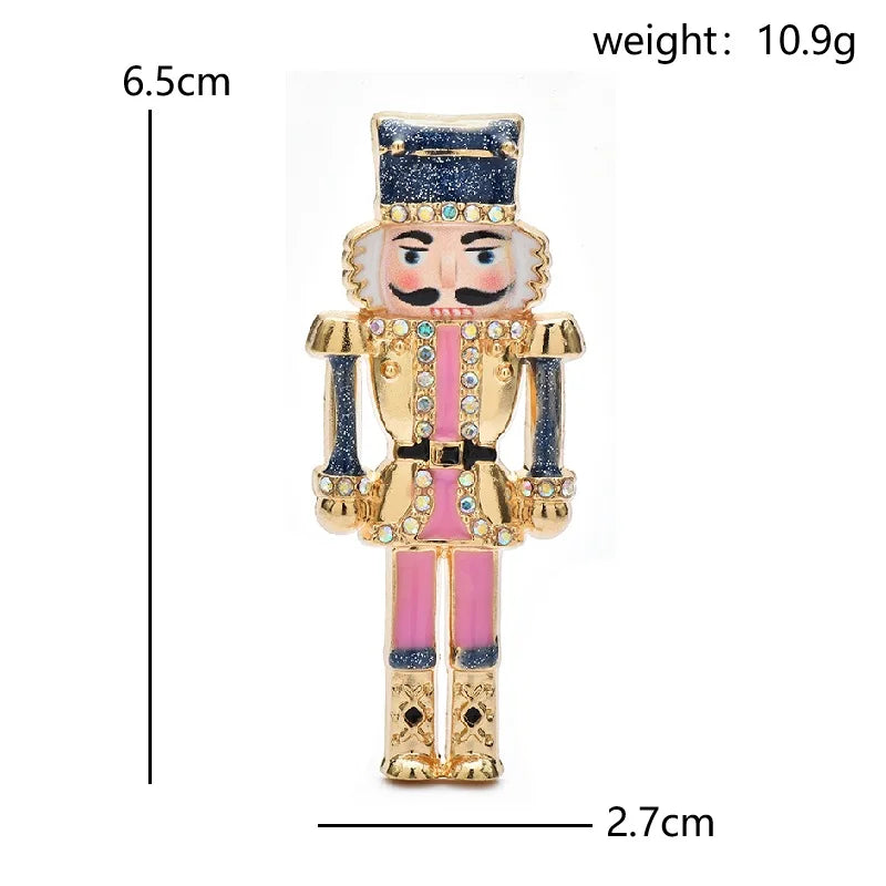 Wuli&baby Nutcracker‌ Character Brooches For Women Unisex Lovely Enamel Men Figure Party Casual Brooch Pins Gifts