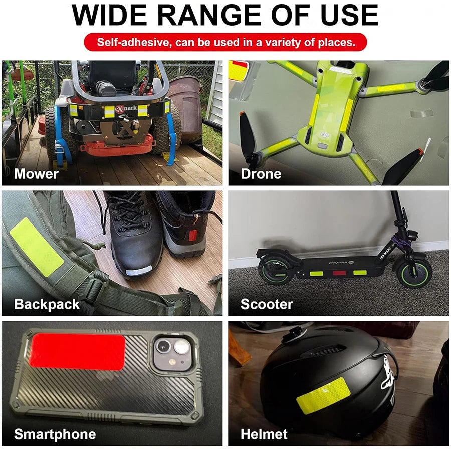 10 Reflective Stickers, Warning Safety Reflective Stickers, Pet Safety Warning Stickers 1.18 X 3.25inch Waterproof Night Vision Stickers, Suitable for Bicycles, Motorcycles, Clothing, Trailers, Helmets