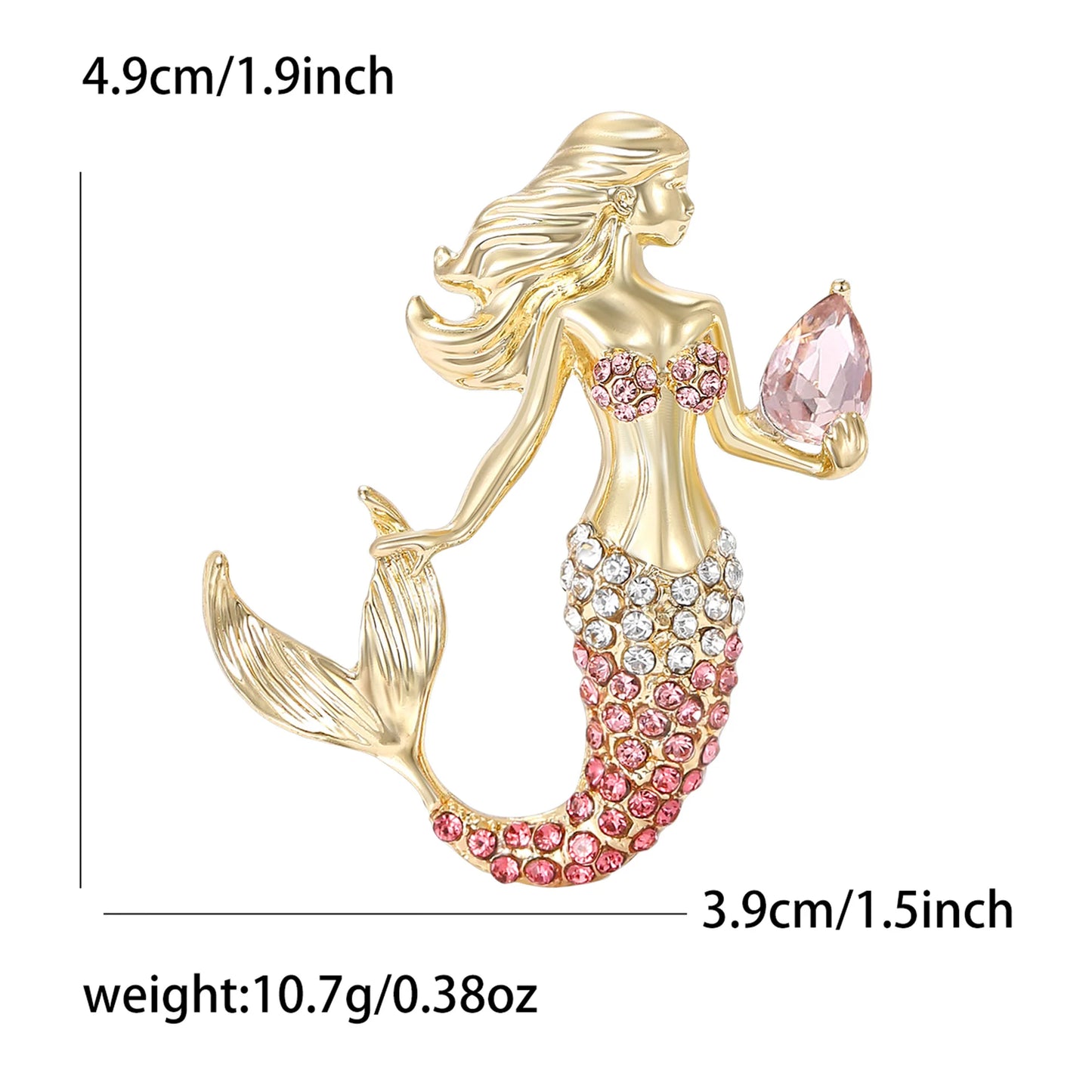 Trendy Rhinestones Mermaids Brooches for Women Unisex Metals Figures Pins Badges Office Party Backpack Gifts Jewelry Accessories