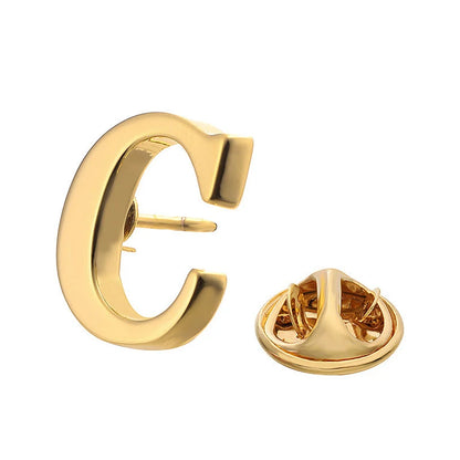 High Quality Classic Style Gold Letter A-Z Metal Brooch Women Men's Lapel Pin Women's Hat Scarf Backpack Badge Jewellery