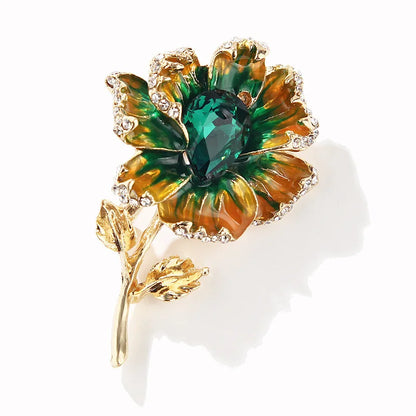 New Enamel Tulip Chrysanthemum Rose Sunflower Flower Brooch for Women Elegant Fashion Classic Flower Weddings Party Brooch Pins