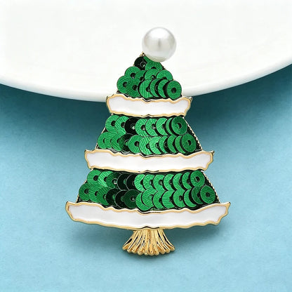 Wuli&baby New Shining Christmas Tree Brooches For Women Men High Quality Green New Year Trees Brooch Pins Gifts