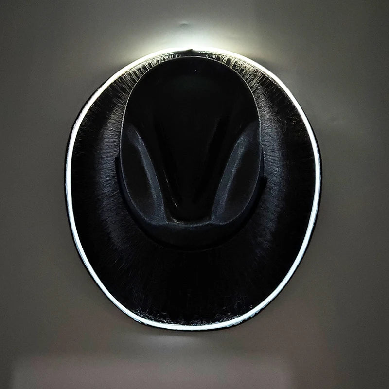 LED Glowing Cowgirl boy Hat Neon Luminous Bride Hat For Holiday Light Up Supplies Fluorescent Party Props Bachelorette Party Hat