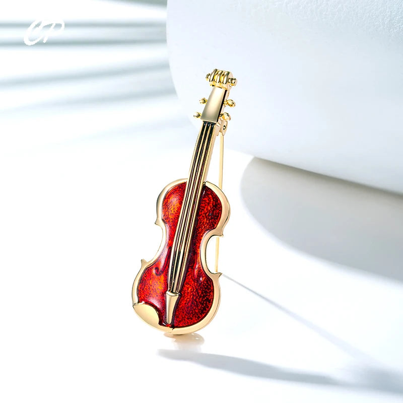 Fashion Violin  Punk Brooches Crystal Rhinestone Musical Instruments Brooch Pin Jewelry Accessories